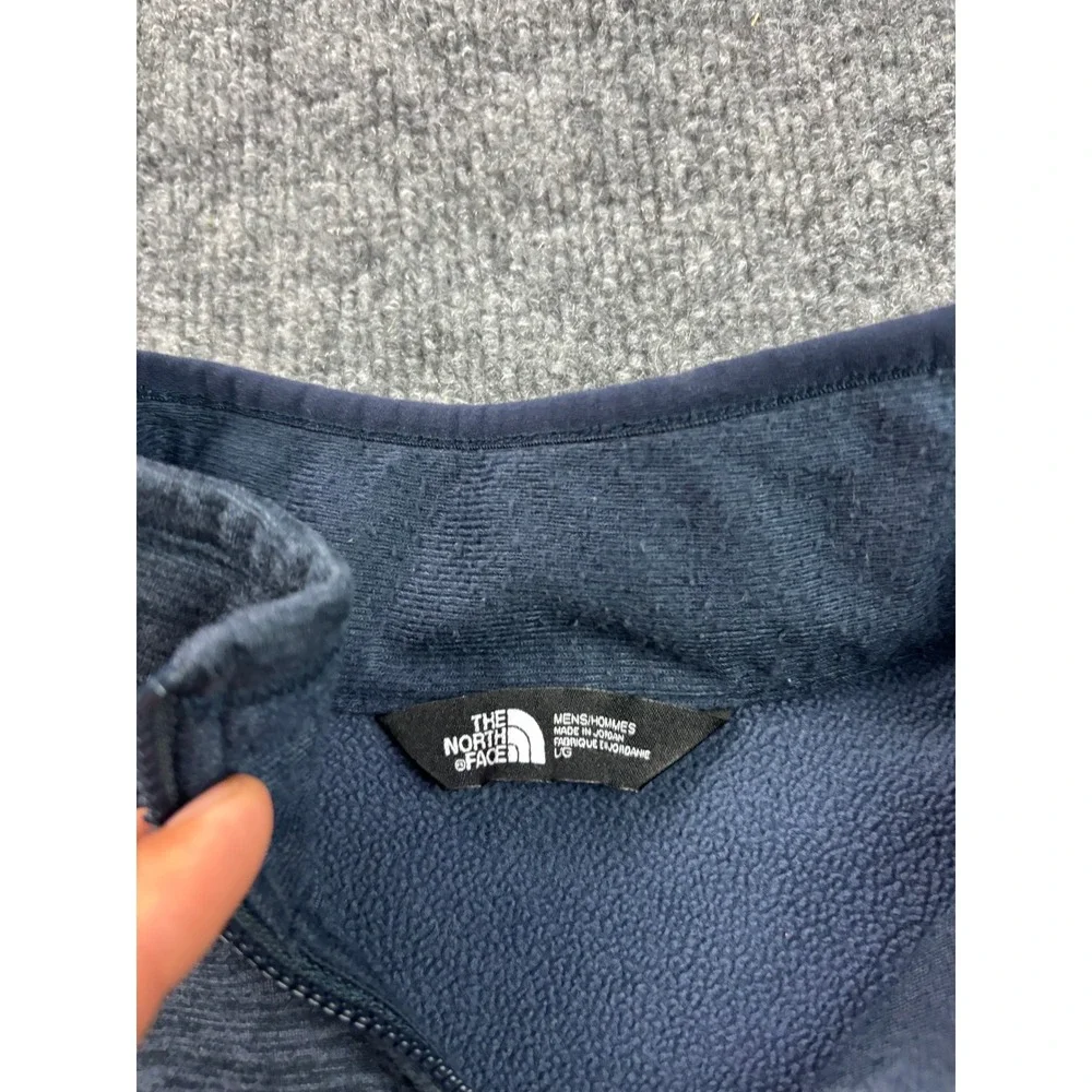 The North Face Full Zip Jacket Mens Large Blue Fleece Logo Patch Heathered